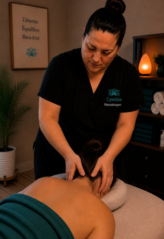 Massage et évacuation du stress - Cynthia Massothérapie