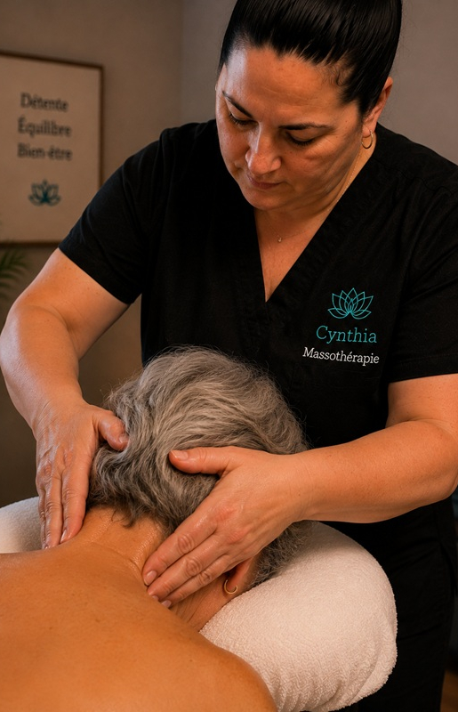 Massothérapie pour les douleurs à la nuque et cervicales - Cynthia Massothérapie